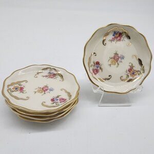 Elfenbein Rosenthal Kronach Germany Butter Plate Set of 5 Floral Gilt Vintage